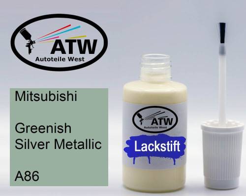 Mitsubishi, Greenish Silver Metallic, A86: 20ml Lackstift, von ATW Autoteile West.